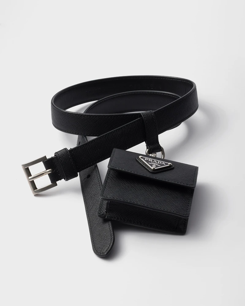 Saffiano leather belt