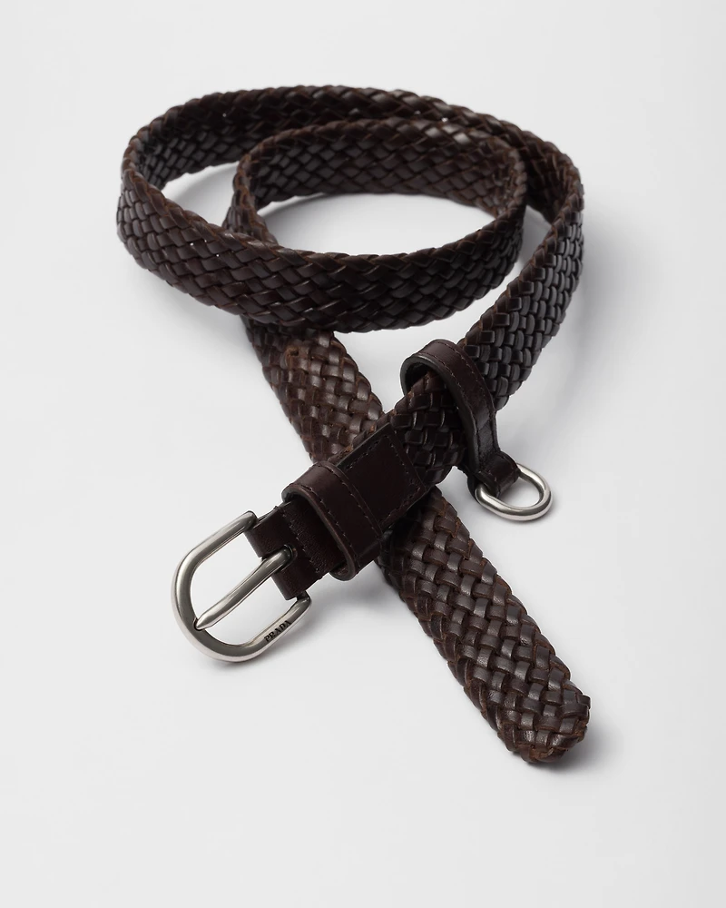 Braided leather belt