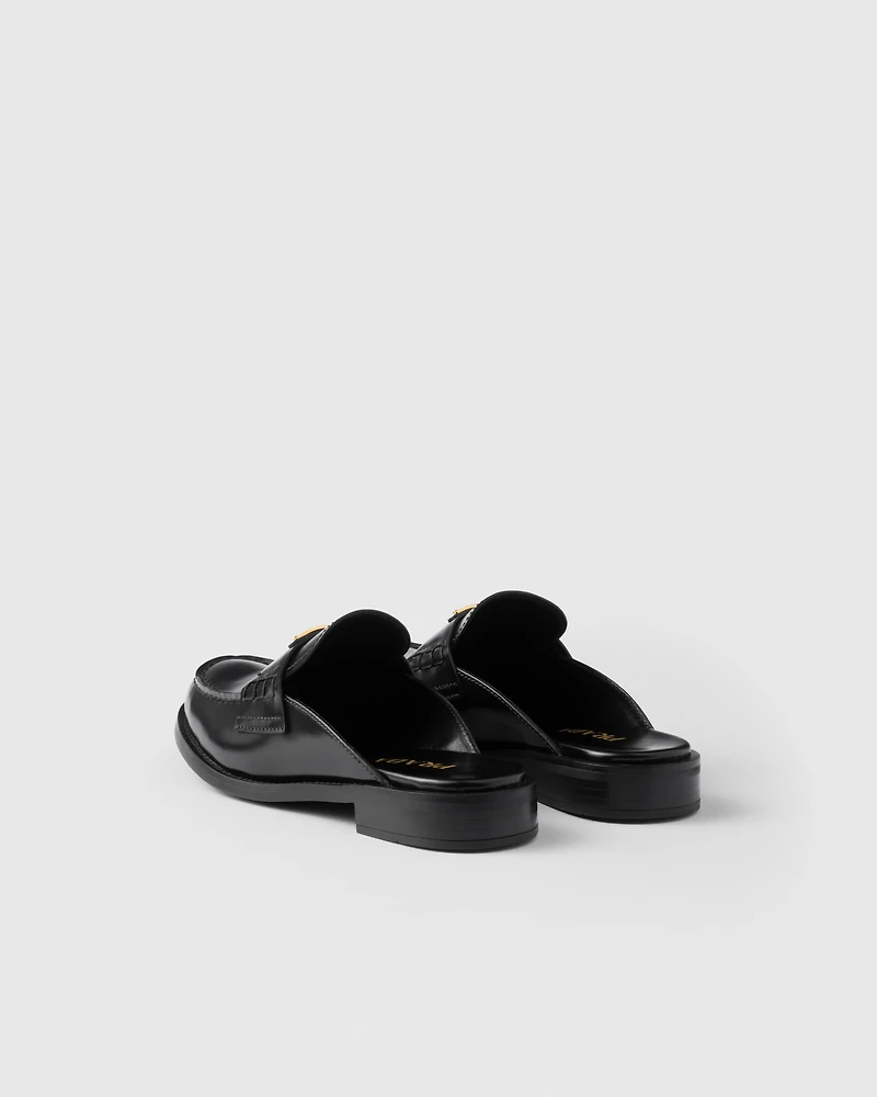 Brushed leather mules