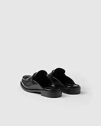Brushed leather mules