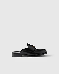 Brushed leather mules