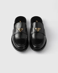 Brushed leather mules