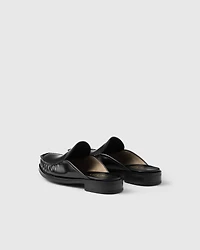Brushed leather mules