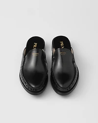 Brushed leather mules