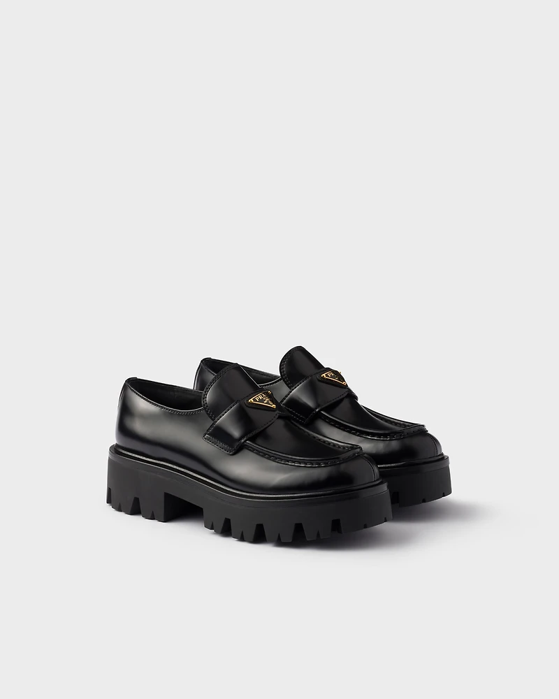 Brushed leather loafers