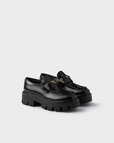 Brushed leather loafers
