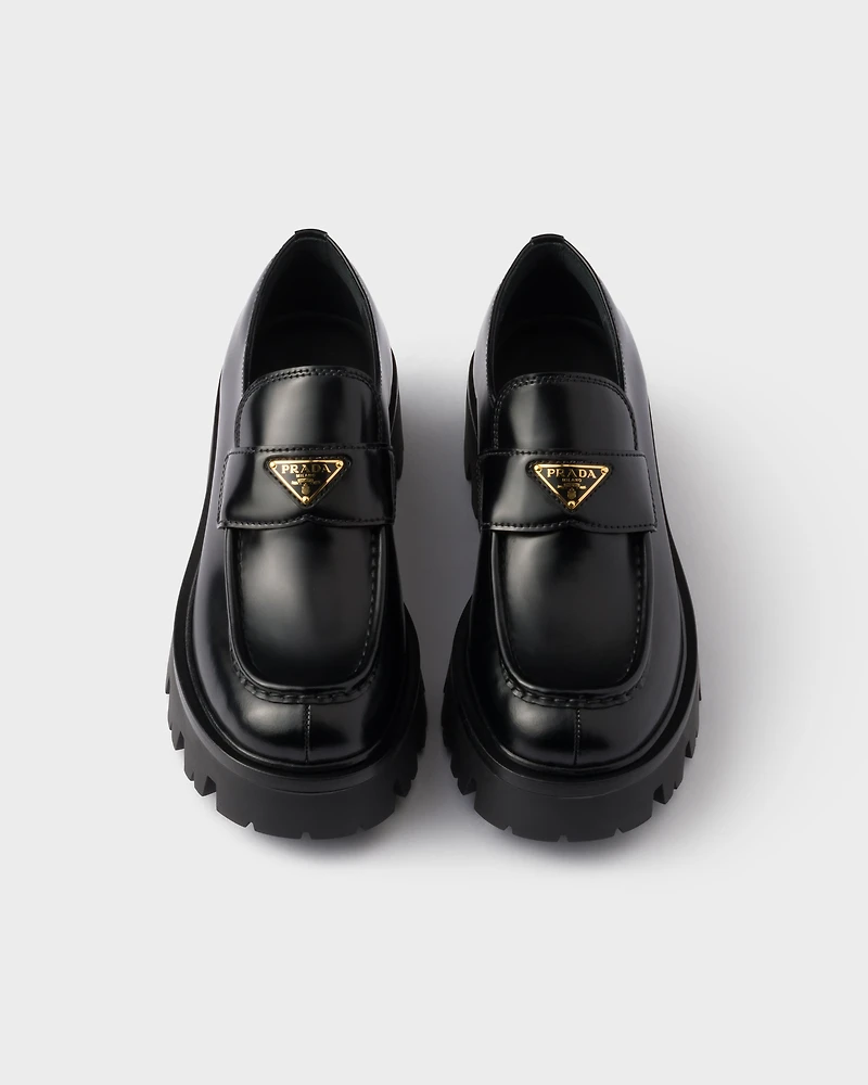 Brushed leather loafers