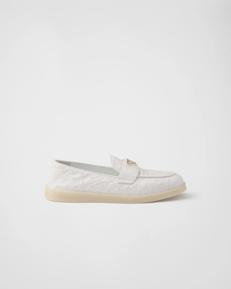 Ostrich leather loafers