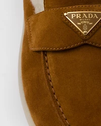 Suede and shearling loafers