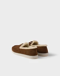 Suede and shearling loafers