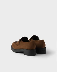 Chocolate suede loafers