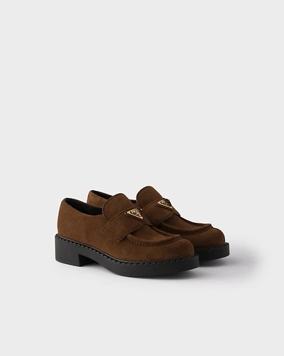 Chocolate suede loafers