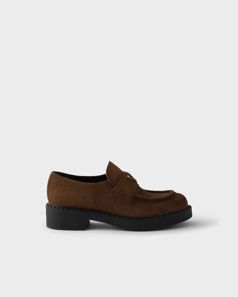 Chocolate suede loafers