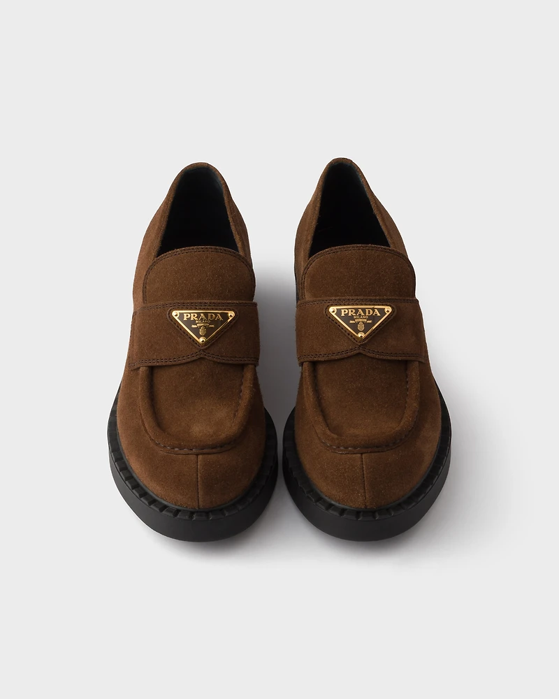 Chocolate suede loafers