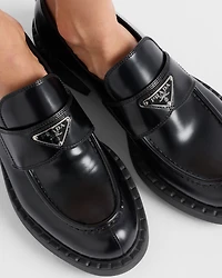 Chocolate brushed leather loafers