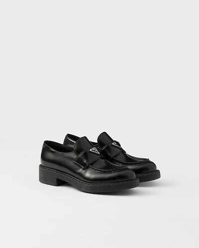 Chocolate brushed leather loafers