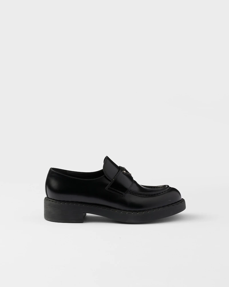 Chocolate brushed leather loafers