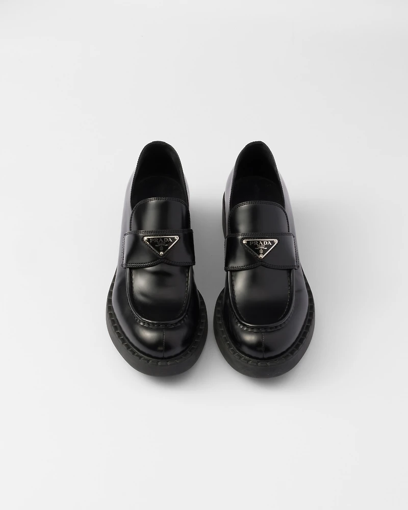 Chocolate brushed leather loafers