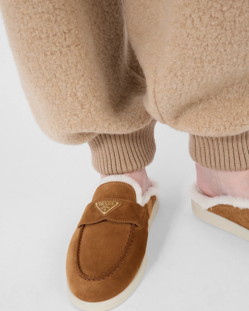 Suede and shearling slippers