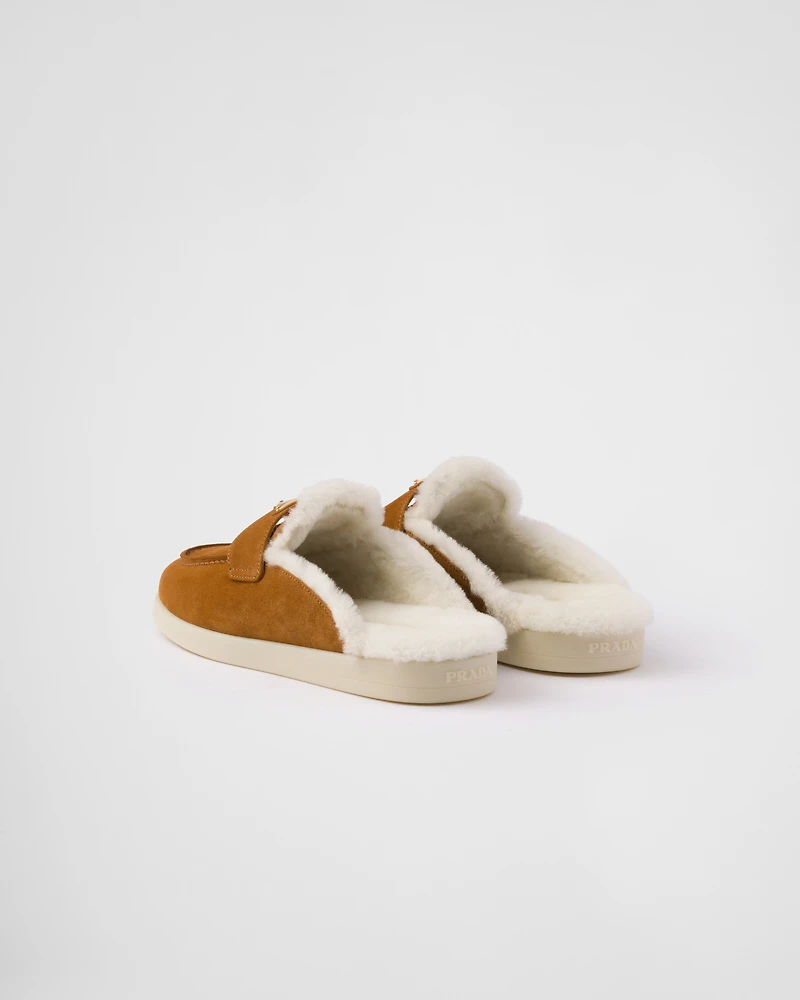 Suede and shearling slippers