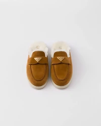 Suede and shearling slippers