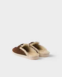 Suede and shearling mules
