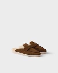 Suede and shearling mules