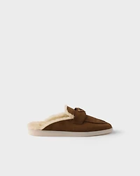 Suede and shearling mules