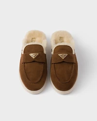 Suede and shearling mules