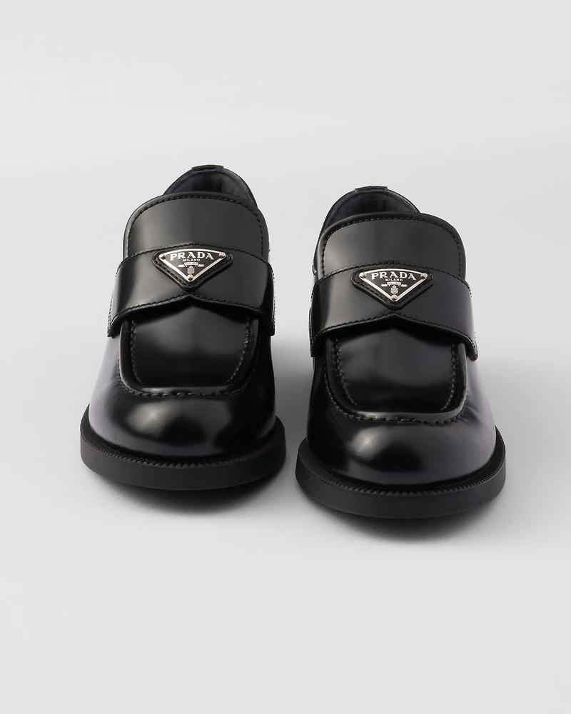 Brushed leather loafers