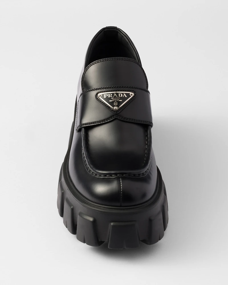 Brushed leather Monolith loafers