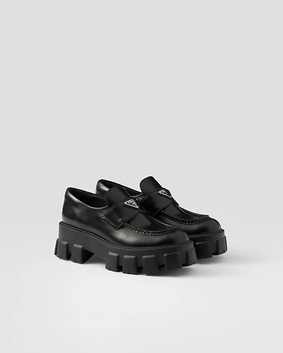 Brushed leather Monolith loafers