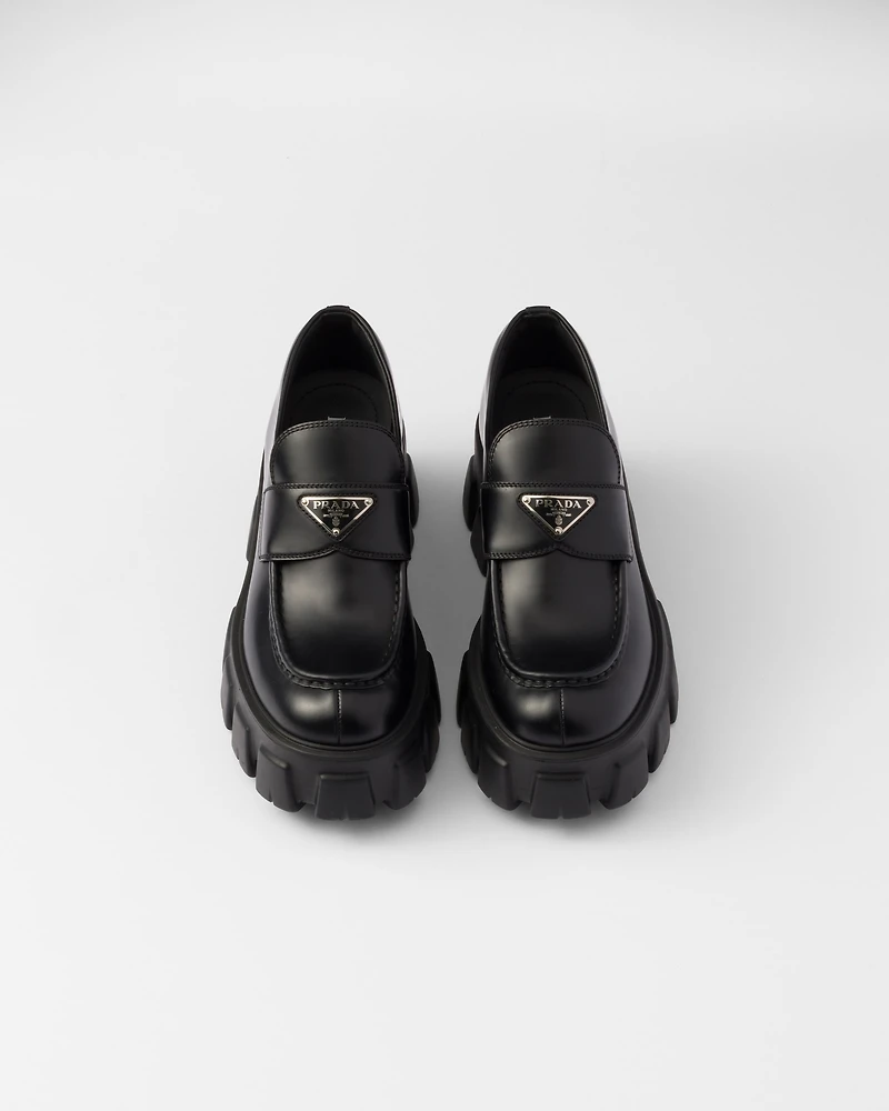 Brushed leather Monolith loafers