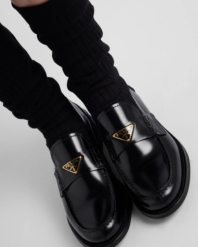 Brushed leather loafers