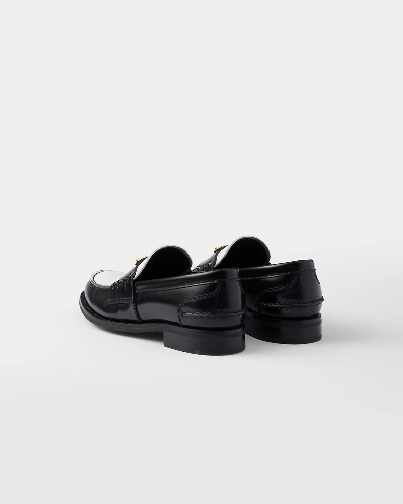 Two-tone brushed leather loafers