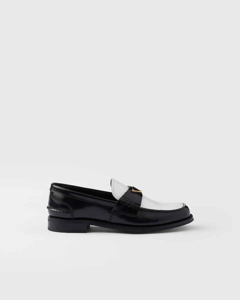 Two-tone brushed leather loafers