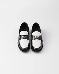 Two-tone brushed leather loafers