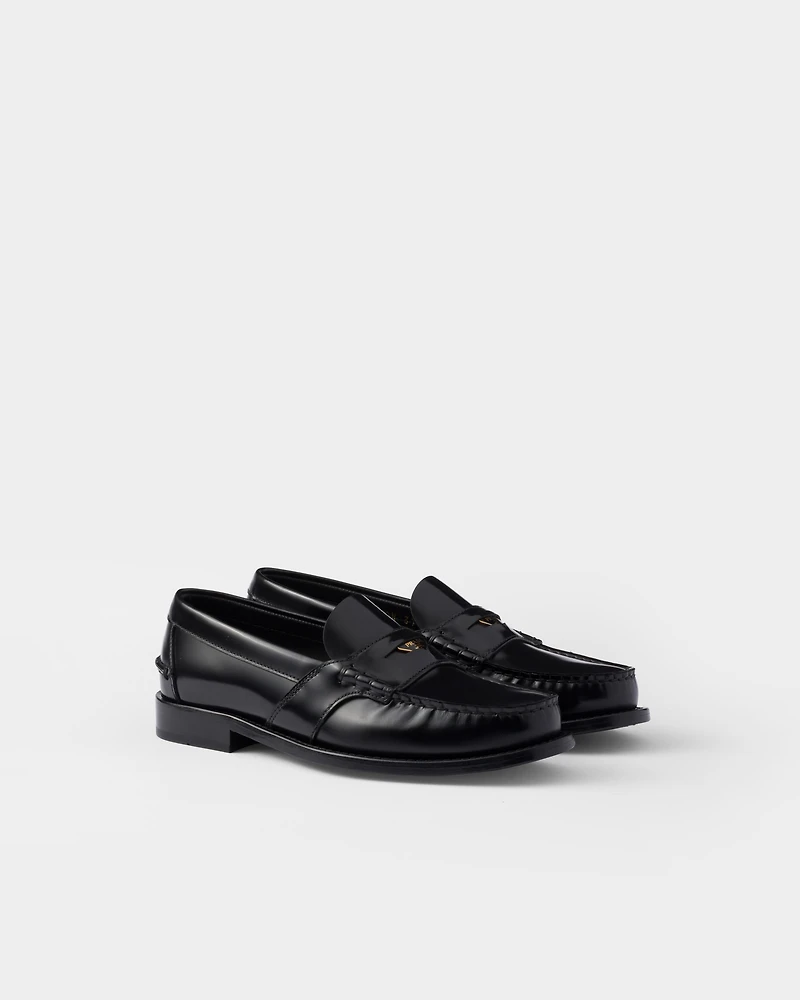 Brushed leather loafers