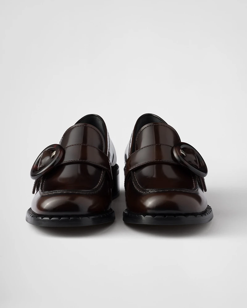 Brushed leather loafers