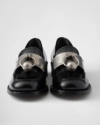 Brushed leather loafers with metal details