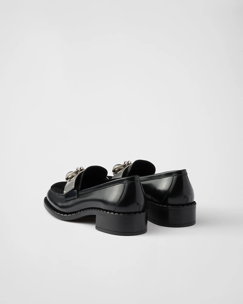 Brushed leather loafers with metal details