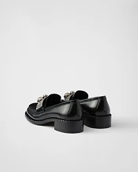 Brushed leather loafers with metal details