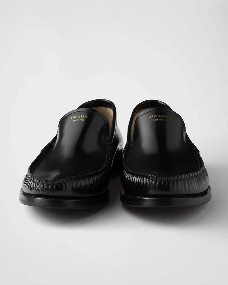 Brushed leather loafers