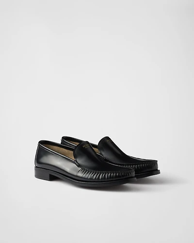 Brushed leather loafers