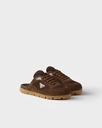 Trail mesh fabric and suede mules