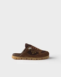 Trail mesh fabric and suede mules