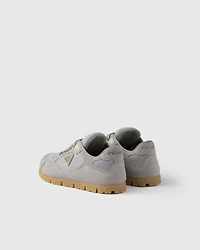 Trail mesh fabric and suede sneakers