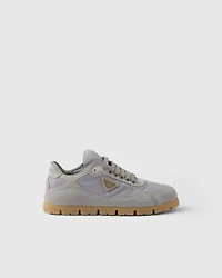 Trail mesh fabric and suede sneakers