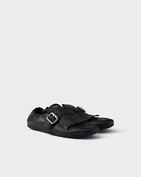 Shuffle leather shoes with buckle