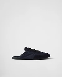 Collapse Re-Nylon and suede mules